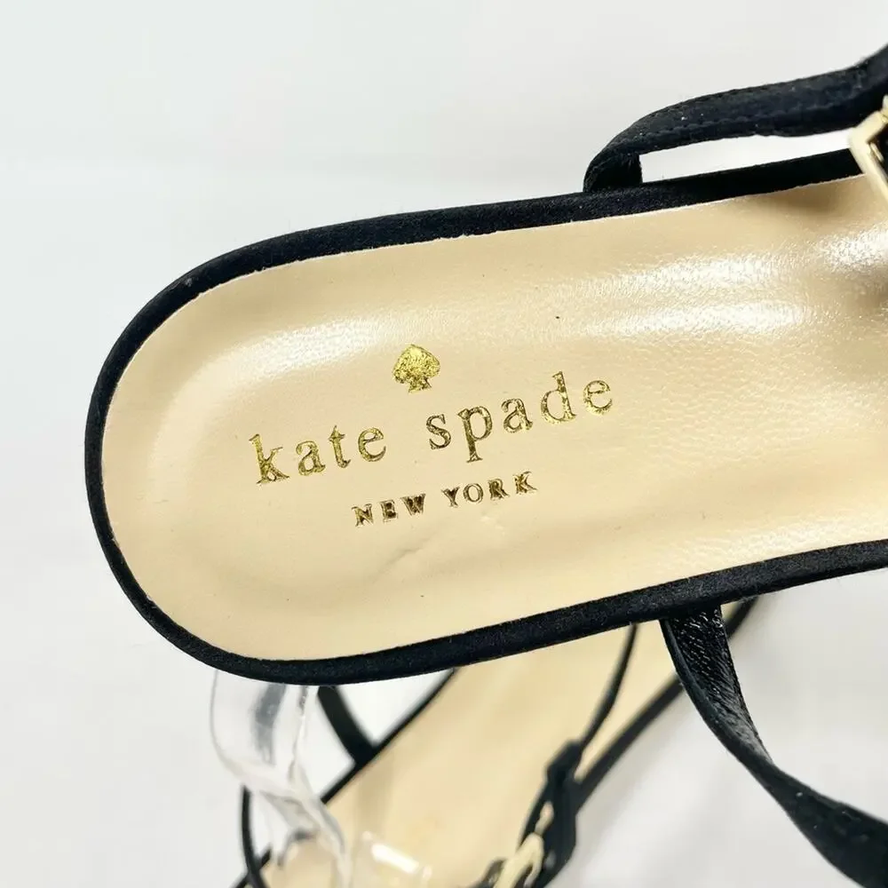 NEW Kate Spade Crystal & Silk Ankle Strap Dress Sandal in Black Women's 8.5 $260